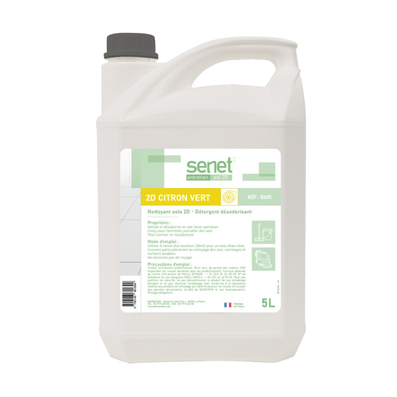 Senet 2D - Détergent Surodorant - Parfum Citron Vert -  Bidon 5L