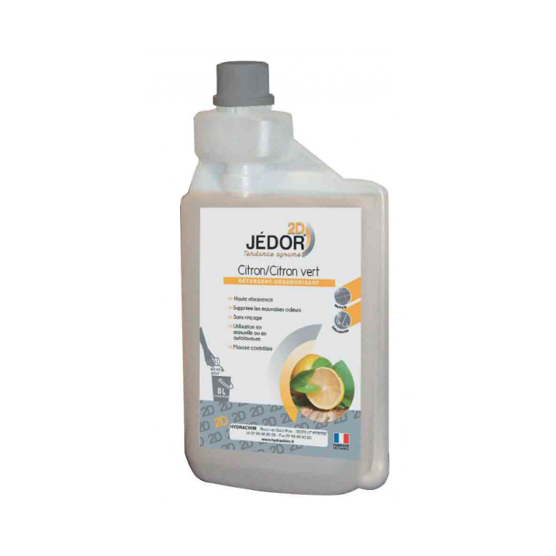 Jedor 2D - Détergent Surodorant - Parfum Citron Vert -  Bidon doseur 1L