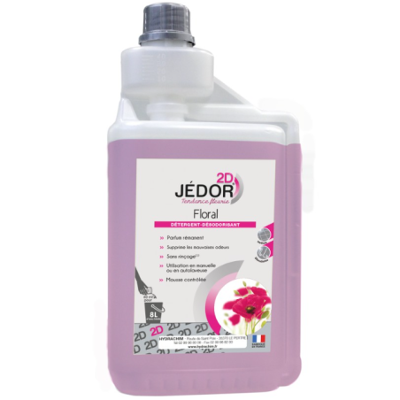 Jedor 2D - Détergent Surodorant - Parfum Floral -  Bidon doseur 1L