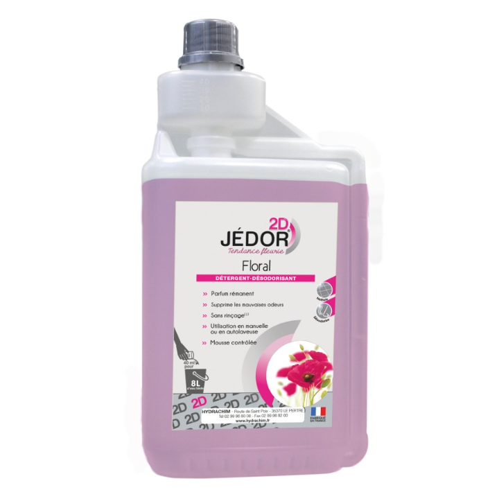 Jedor 2D - Détergent Surodorant - Parfum Floral -  Bidon doseur 1L