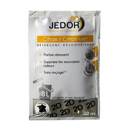 Jedor 2D - Détergent Surodorant - Parfum Citron Vert -  Dosette 20ml