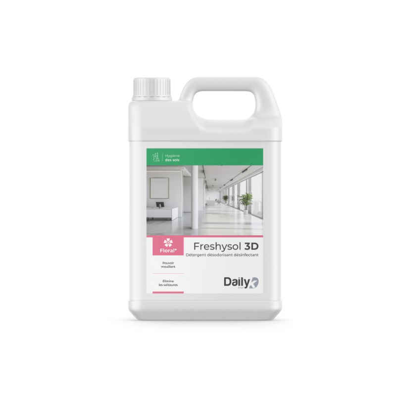 Freshysol 3D - Détergent Désodorisant et Désinfectant - Parfum Floral -  Bidon 5L