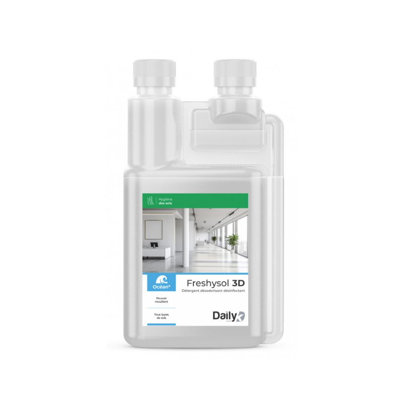 Freshysol 3D - Détergent Désodorisant et Désinfectant - Parfum Ocean -  Bidon doseur 1L