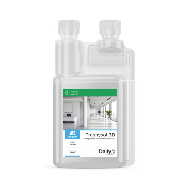 Freshysol 3D - Détergent Désodorisant et Désinfectant - Parfum Ocean -  Bidon doseur 1L