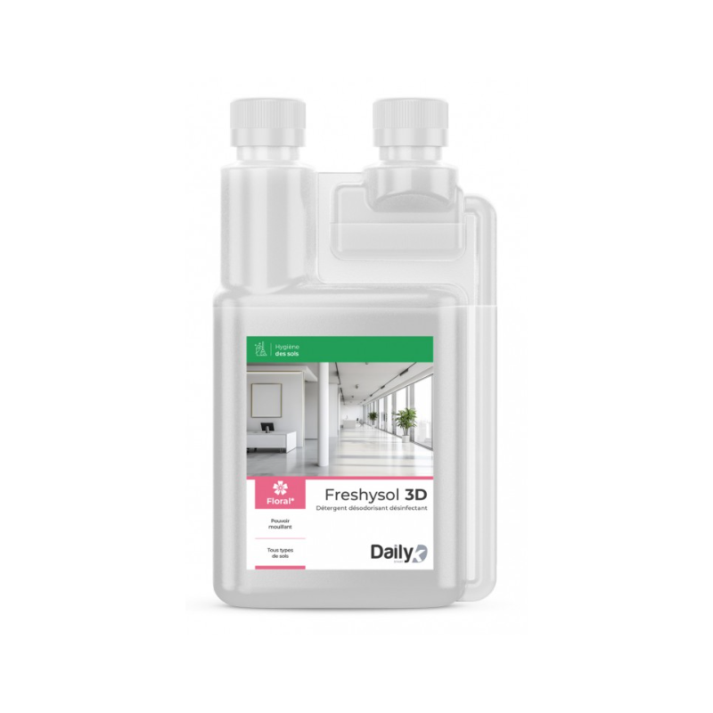 Freshysol 3D - Détergent Désodorisant et Désinfectant - Parfum Floral -  Bidon doseur 1L