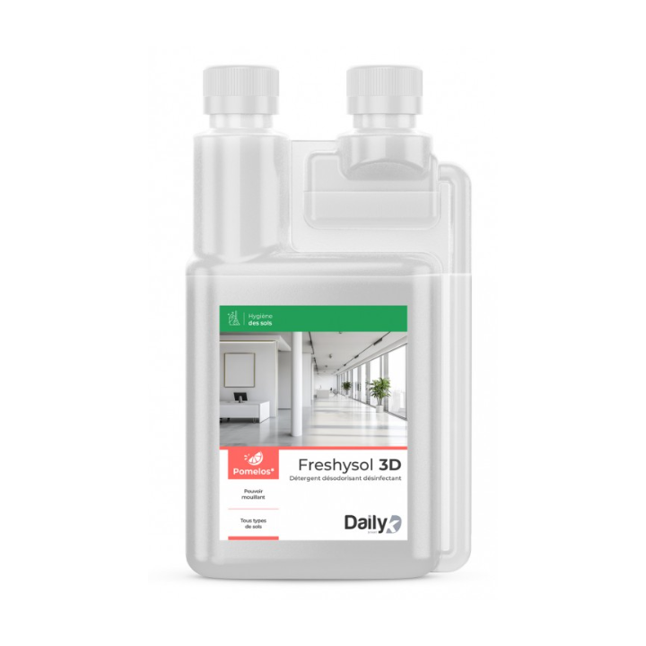 Freshysol 3D - Détergent Désodorisant et Désinfectant - Parfum Pomelos -  Bidon doseur 1L