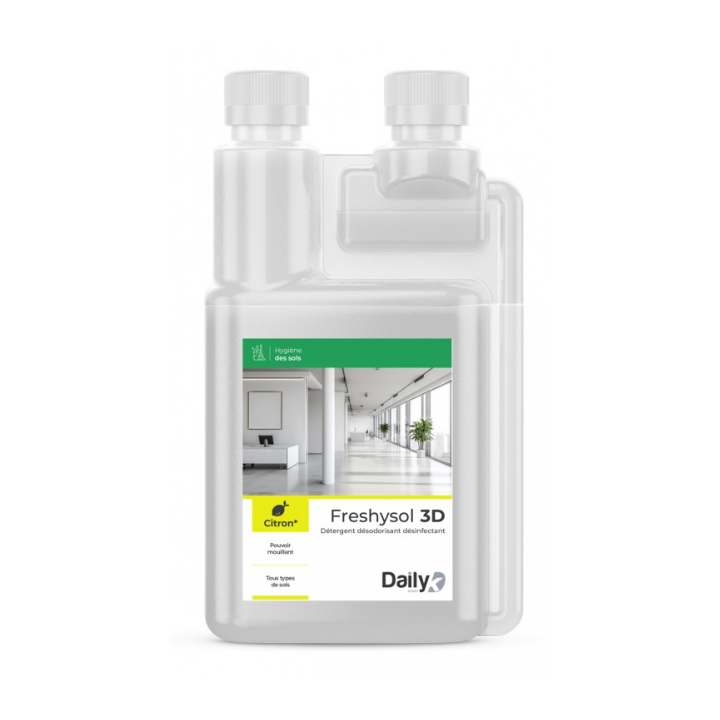 Freshysol 3D - Détergent Désodorisant et Désinfectant - Parfum Citron -  Bidon doseur 1L