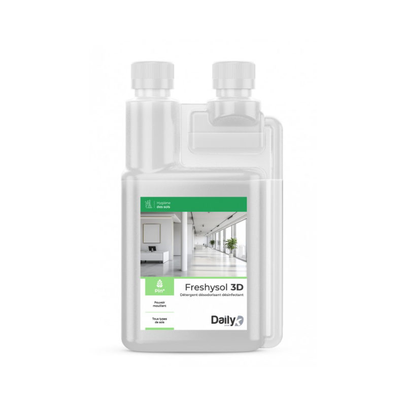 Freshysol 3D - Détergent Désodorisant et Désinfectant - Parfum Pin-  Bidon doseur 1L