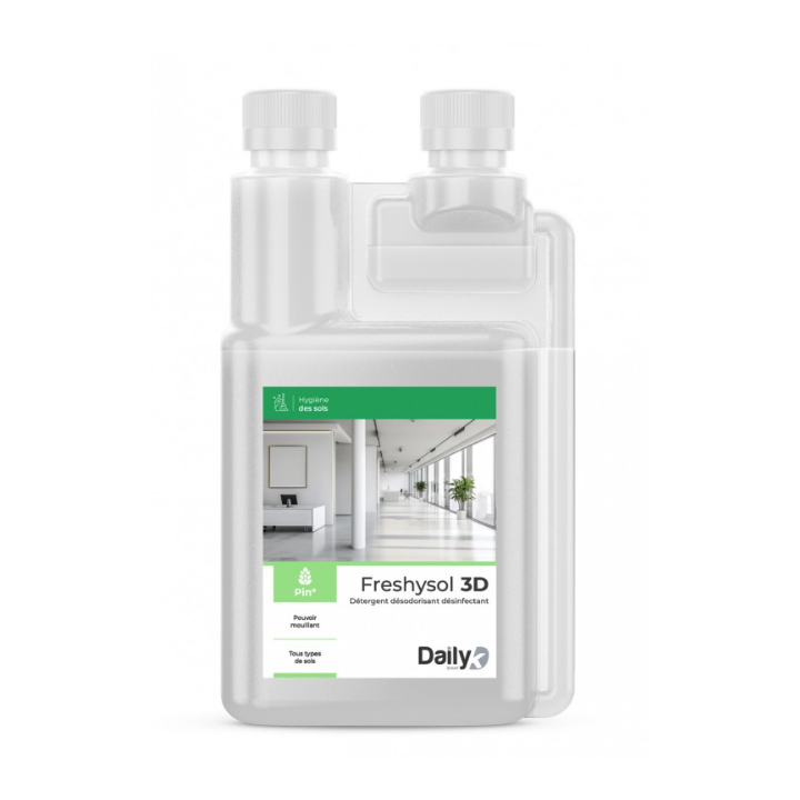 Freshysol 3D - Détergent Désodorisant et Désinfectant - Parfum Pin-  Bidon doseur 1L