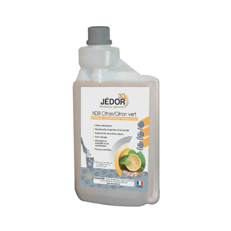 Jedor 3D - Détergent Désinfectant et Surodorant - Parfum Citron -  Bidon doseur 1L