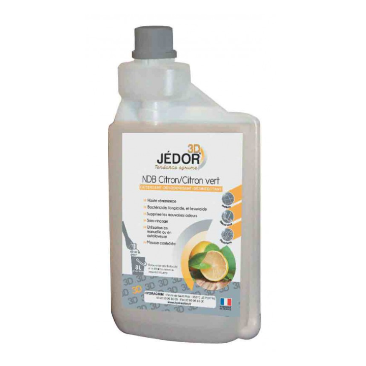 Jedor 3D - Détergent Désinfectant et Surodorant - Parfum Citron -  Bidon doseur 1L