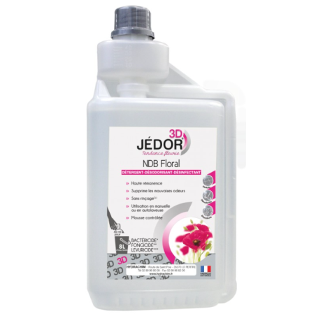 Jedor 3D - Détergent Désinfectant et Surodorant - Parfum Floral -  Bidon doseur 1L