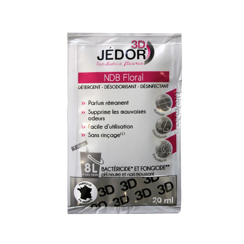 Jedor 3D - Détergent Désinfectant et Surodorant - Parfum Floral -  Dosette 20ml
