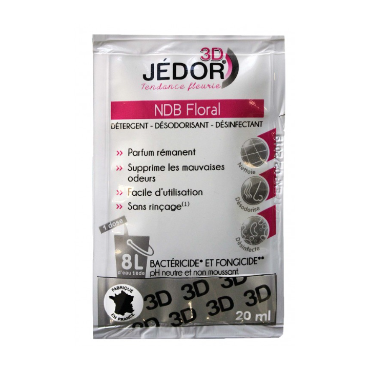 Jedor 3D - Détergent Désinfectant et Surodorant - Parfum Floral -  Dosette 20ml