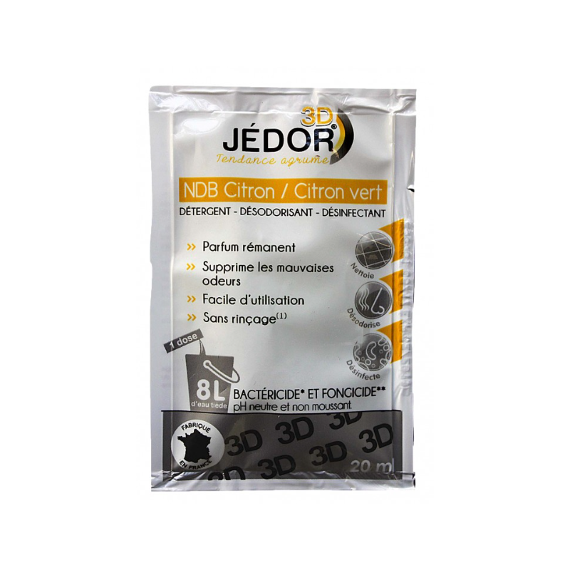 Jedor 3D - Détergent Désinfectant et Surodorant - Parfum Citron -  Dosette 20ml