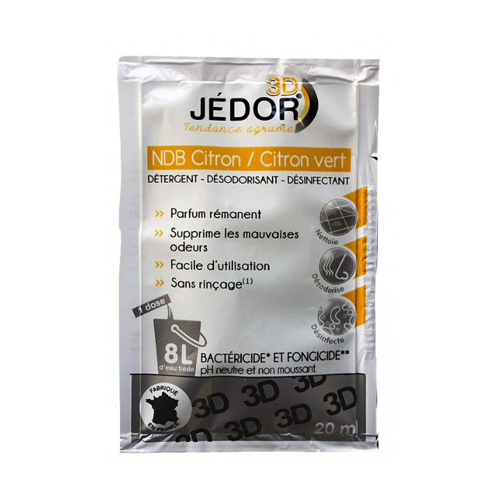 Jedor 3D - Détergent Désinfectant et Surodorant - Parfum Citron -  Dosette 20ml