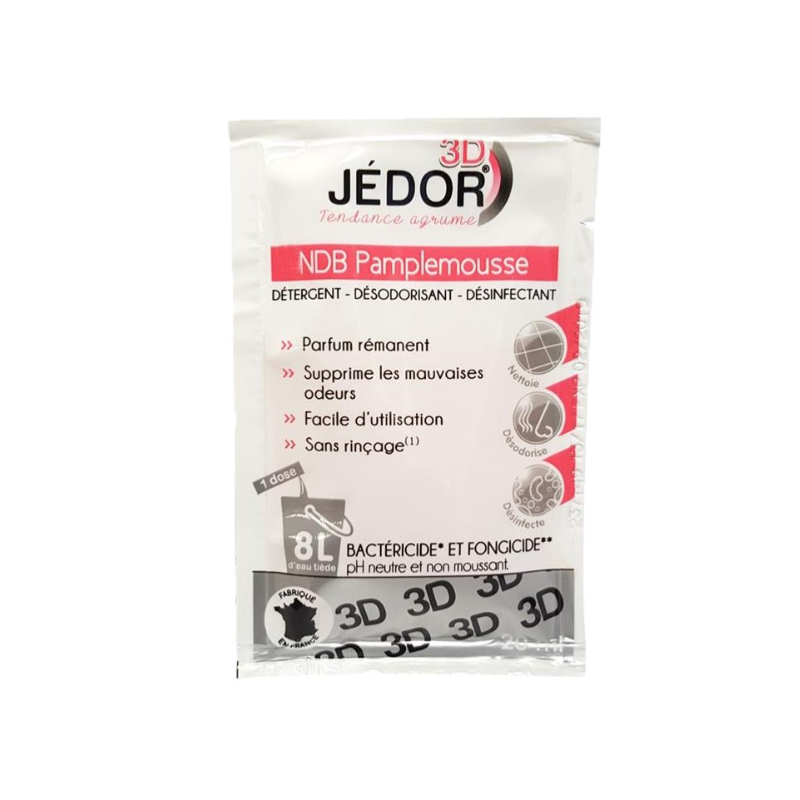 Jedor 3D - Détergent Désinfectant et Surodorant - Parfum Pamplemousse -  Dosette 20ml