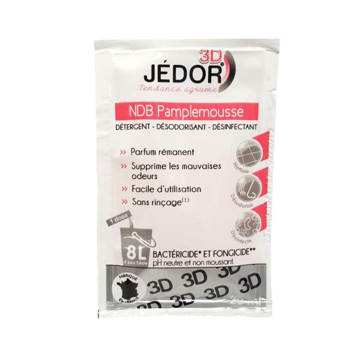 Jedor 3D - Détergent Désinfectant et Surodorant - Parfum Pamplemousse -  Dosette 20ml