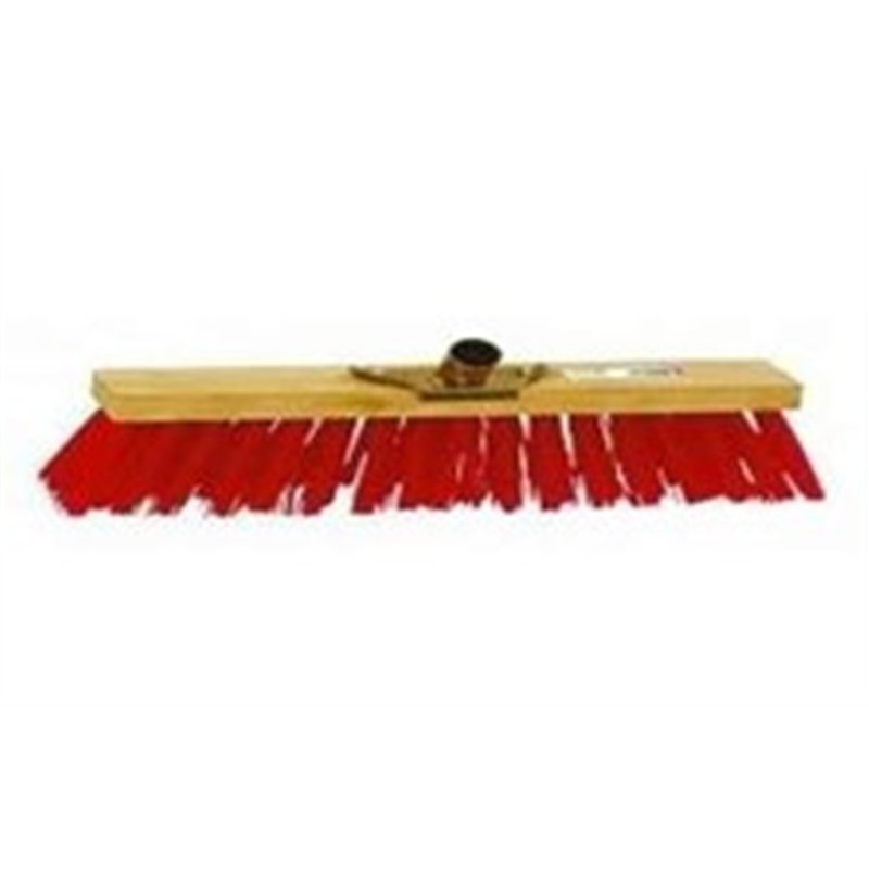 FDV*Balai cantonnier PVC rouge / Monture bois avec douille métal