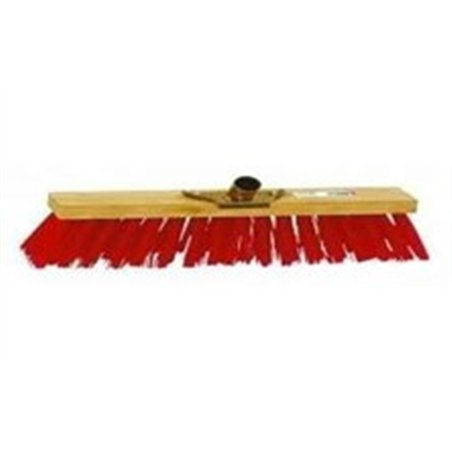 FDV*Balai cantonnier PVC rouge / Monture bois avec douille métal