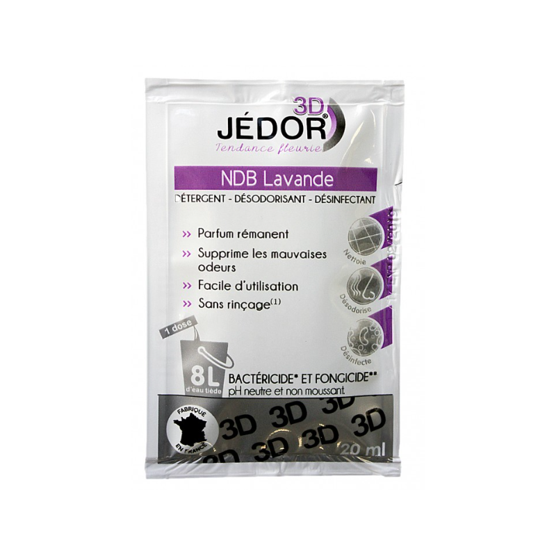 Jedor 3D - Détergent Désinfectant et Surodorant - Parfum Lavande -  Dosette 20ml