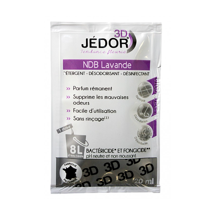 Jedor 3D - Détergent Désinfectant et Surodorant - Parfum Lavande -  Dosette 20ml