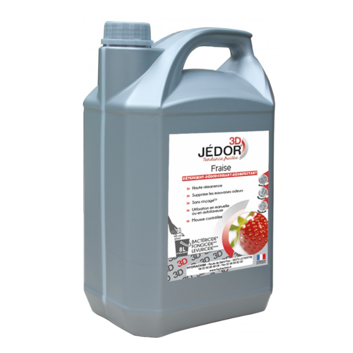 Jedor 3D - Détergent Désinfectant et Surodorant - Parfum Fraise -  Bidon  5L