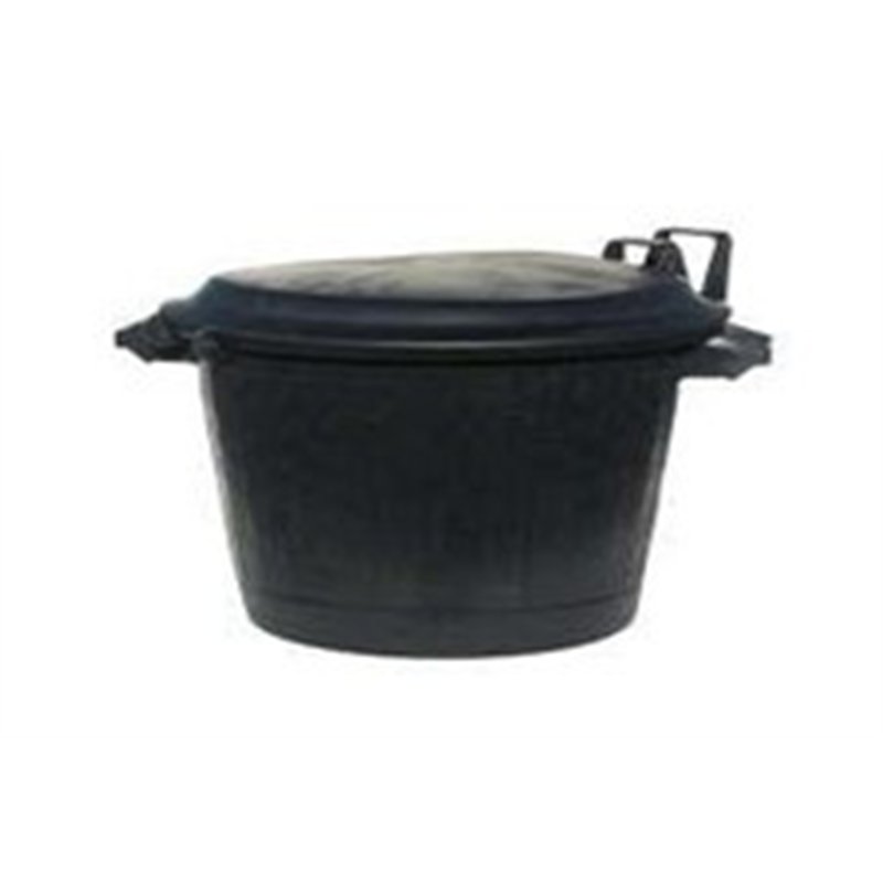 Poubelle basse ronde noire Premium 75L en PE avec couvercle