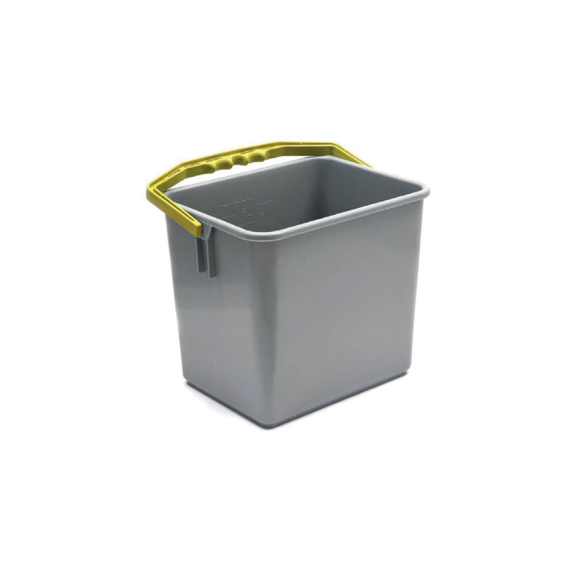 Seau One Fred / Ariane - Gris et anse jaune - 6L