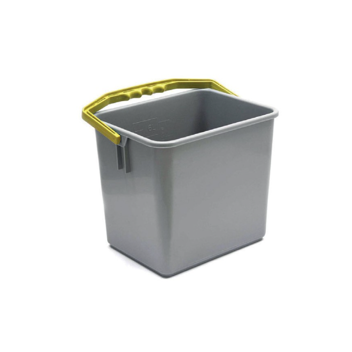Seau One Fred / Ariane - Gris et anse jaune - 6L