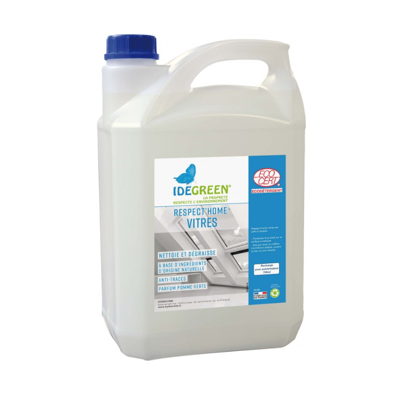 Respect'Home Vitres - Nettoyant vitres et surfaces PAE - Bidon 5L