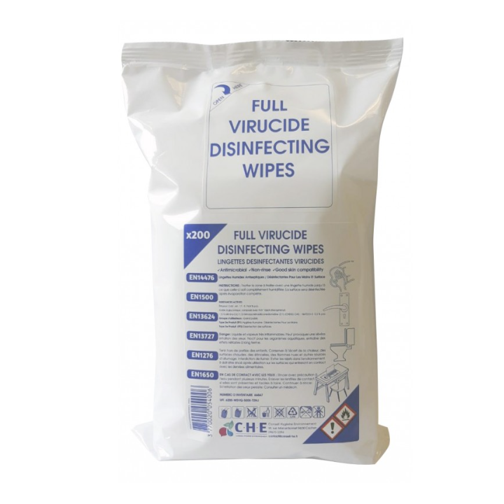 Lingettes désinfectantes - Mains et surfaces - Sachet de 200
