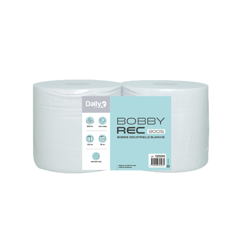 Bobbyrec blanc 800S - Lot de 2 rouleaux