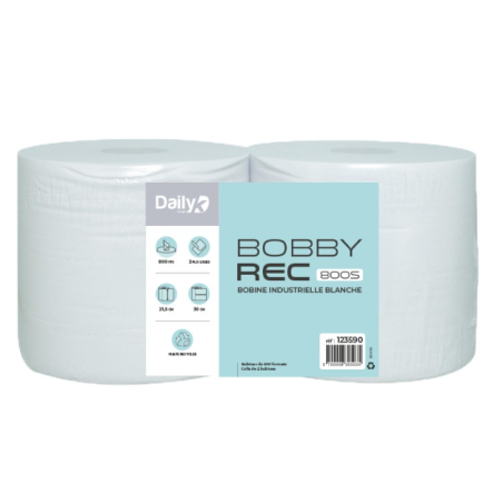 Bobbyrec blanc 800S - Lot de 2 rouleaux