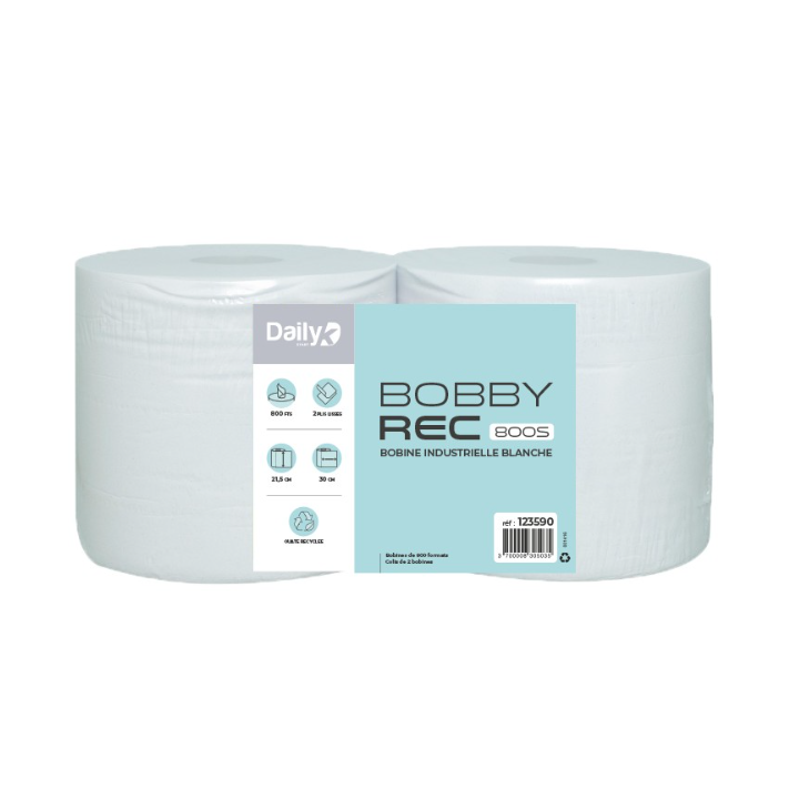Bobbyrec blanc 800S - Lot de 2 rouleaux