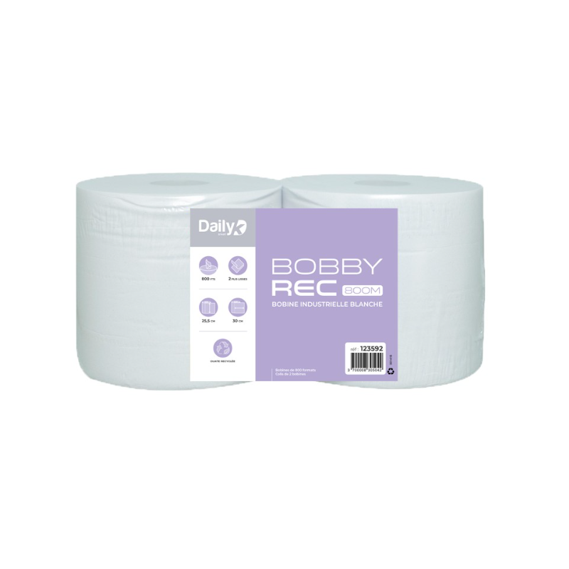 Bobbyrec blanc 800M - Lot de 2 rouleaux