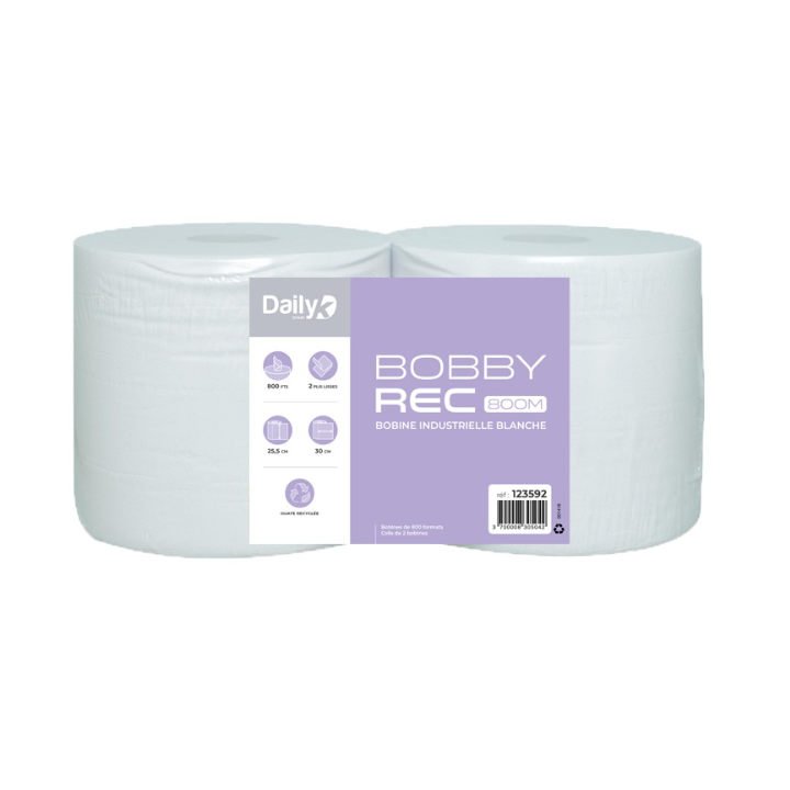 Bobbyrec blanc 800M - Lot de 2 rouleaux