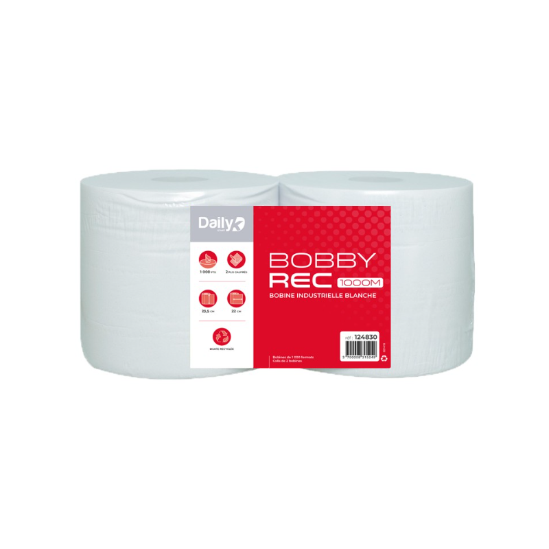 Bobbyrec blanc 1000M - Lot de 2 rouleaux