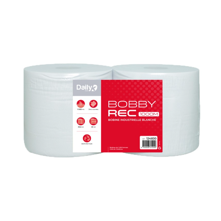 Bobbyrec blanc 1000M - Lot de 2 rouleaux