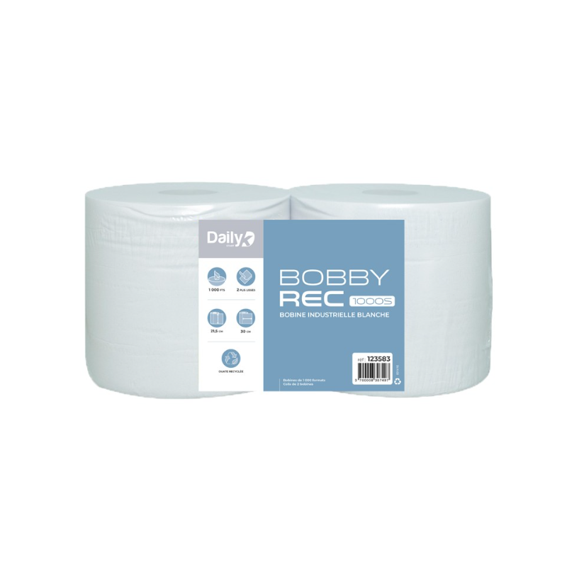 Bobbyrec blanc 1000S - Lot de 2 rouleaux