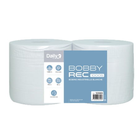 Bobbyrec blanc 1000S - Lot de 2 rouleaux