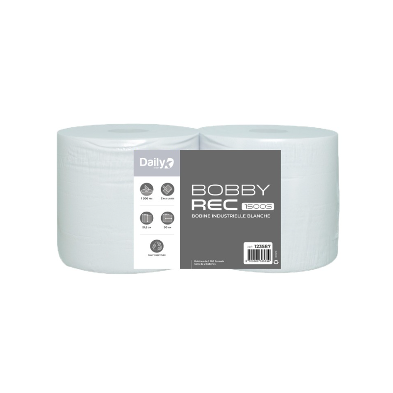 Bobbyrec blanc 1500S - Lot de 2 rouleaux