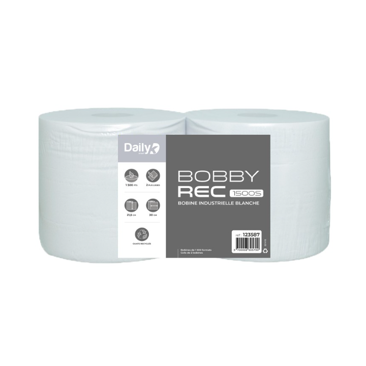 Bobbyrec blanc 1500S - Lot de 2 rouleaux