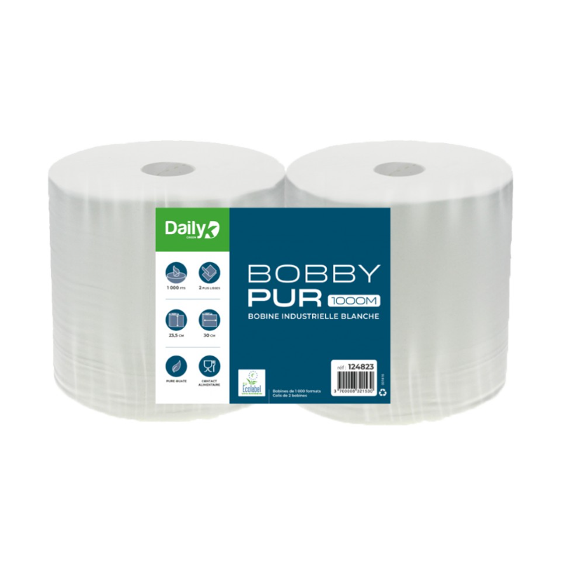 Bobbypure blanc 1000M - Lot de 2 rouleaux