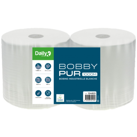 Bobbypure blanc 1000M - Lot de 2 rouleaux