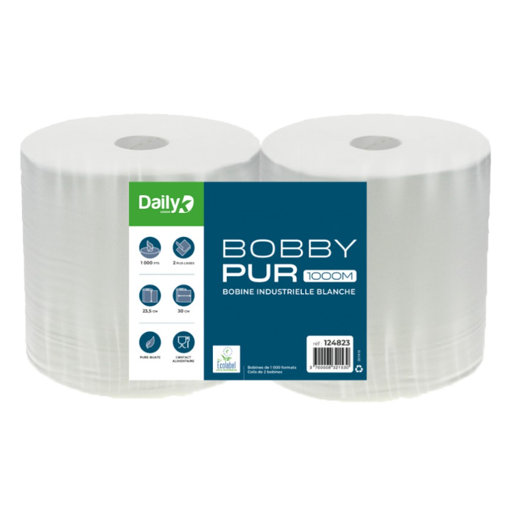 Bobbypure blanc 1000M - Lot de 2 rouleaux
