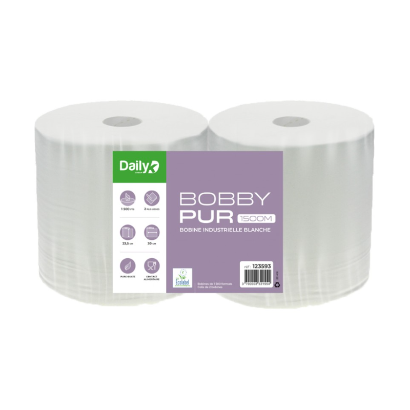Bobbypure blanc 1500M - Lot de 2 rouleaux
