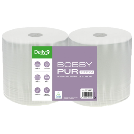 Bobbypure blanc 1500M - Lot de 2 rouleaux