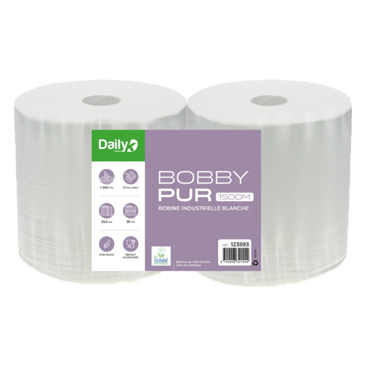 Bobbypure blanc 1500M - Lot de 2 rouleaux