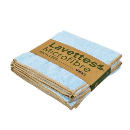 Lavette microfibre bleu - 38 X 38cm - Sachet de 5